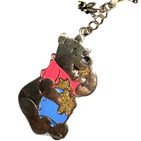 Disney Winnie the Pooh Bag Charm Keychain Gold Tone Enamel Glitter Bee 2020 - Picture 1 of 9